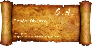 Orsós Abiáta névjegykártya